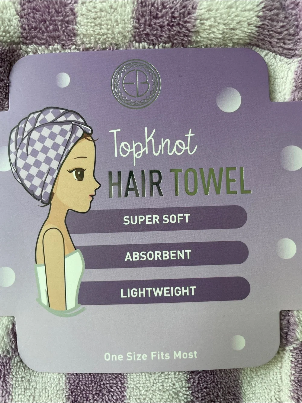 Purple Check Hair Towel - Super Soft Hair Wrap